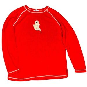 Quacker Factory Sweater Linen Blend‎ Long Sleeve Ghost Sequin Halloween Top Sz S